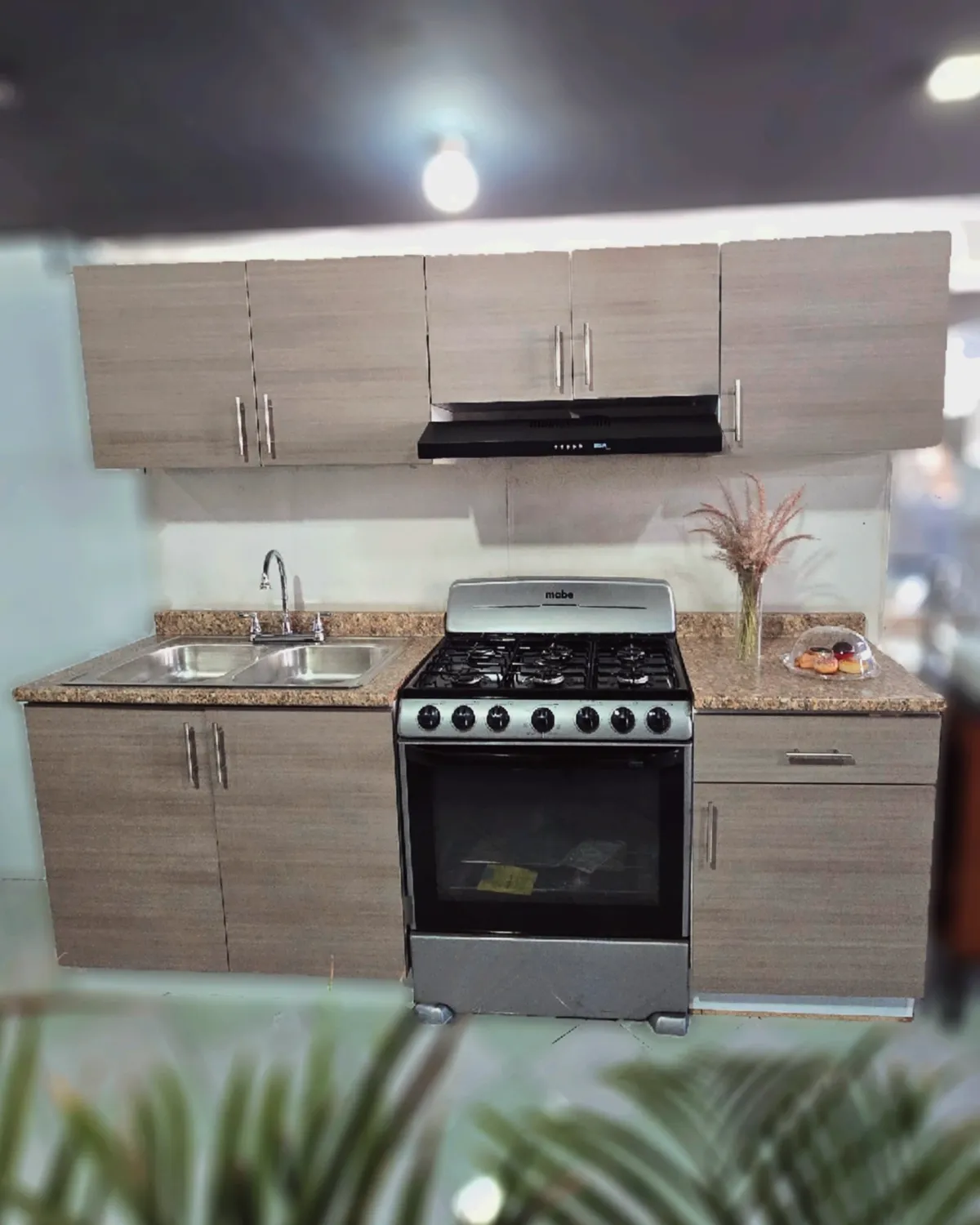 Cocina Génova Doble Tina — Precompuesto Ceniza